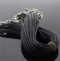 100 pcs 1618 inch black adjustable leather pu leather necklace cords with silver lobster clasps 26383715109