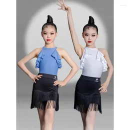 Stage Wear Latin Dance Practice Suit Girls' Summer Split Performance Children's Sleeveless High-end Tassel Skirt