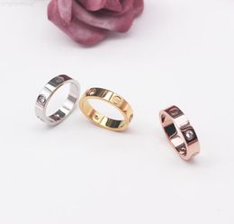 Rings Men 316 for Women Stainless jewelry Steel Couples Cubic Zirconia Gold Silver Rose gold Rings with red bag 4mm 5mm 6mm With b8313627
