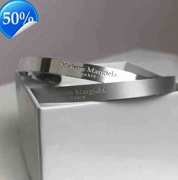 Charm Bracelets PyC Margiela Style titanium steel frosted reverse couple MM6 open simple Braceletes 808ess