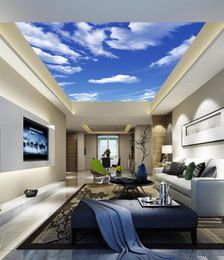 3d stereoscopic HD blue sky and white clouds sky ceiling wallpaper4459084