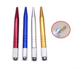 DHL 100Pcs Silver Brand Alloy Professional Permanent Makeup Manual Pen 3D Eyebrow Embroidery Handmade Tattoo MicroBlading Pen2224080