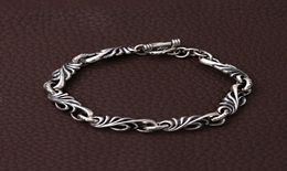 Personalized 925 sterling silver jewelry antique silver American European handmade designer scroll link chain bracelets for men w4709105