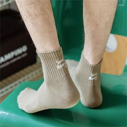 Men's Socks Embroidery Men Casual Cotton Crew Sock Spring Autumn Daily Socking