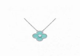 Pendant Necklaces 2022 christmas limited edition clover designer pendant necklaces for women retro vintage silver 4 leaf light blu4462886