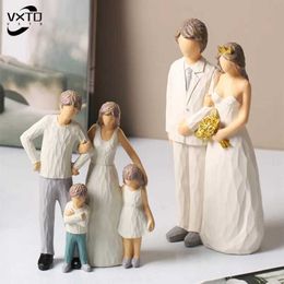 Decorative Objects Figurines Modern Couple Statue for Family Father Mother Kid Sculpture Lovers Living Room Desk Decoration Figurine Home Decor Gifts T240506