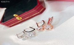 Luxury Brand Designer S925 Sterling Silver Square Zircon Charm Hollow Full Crystal Drop Earrings For Women Jewelry8948537