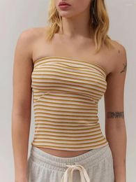 Women's Tanks Women Strapless Tube Top Y2K Sleeveless Ribbed Knit Bandeau Crop Tank Going Out Tops Aesthetic Streetwear