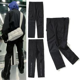 CMMAWEAR VIBE pants black pocket zipper high street style bell bottom overalls trousers men 225F