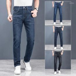 Men's Jeans Plus Size 28-38 Men Spring Autumn Fashion Casual Classic Slim Straight Elastic Stretch Long Denim Pants Black Blue