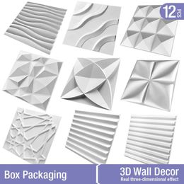 12pcs 30cm Decorative 3D Wall Panel wave Diamond Design Not self-adhesive plastic tiles 3D wall sticker room Bathroom wall paper 240420