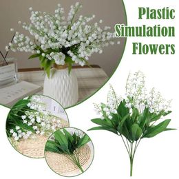 Decorative Flowers 2pcs White Artificial Plastic Flower Lily Of The Valley Wedding Decoration Table Bouquet Plant Fake Centerpiece