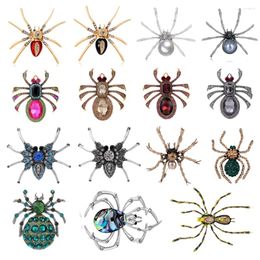 Brooches European And American Creative Exaggerated Spider Brooch Shiny Crystal Pearl Insect Pins Men's Women's Clothing Jewellery Gift