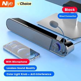 Portable Speakers Niye Hot Sale Computer Speakers Sound Box USB Wired High Quality Subwoofer Speaker Sound Bar for TV PC Laptop Phone MP4 Led Light J240505