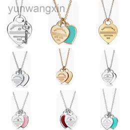 2023 T series new designer Pendant Necklaces double Love Heart-shaped With drill Necklace Earrings for woman s925 Silver needle Fashion Jewelry engagement gifts