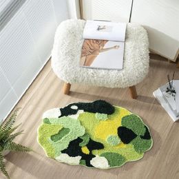 Carpets Irregular Tufted Moss Forest Bedroom Rug Green Plant Door Bedside Mat Fluffy Foot Carpet Floor Safety Pad Home Room Decor