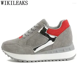 Casual Shoes Wedge Sneakers Genuine Leather Women Elevator Platform Increase Within Tenis Mujer Winter