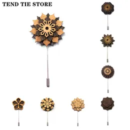 Brooches Men's Handmade Black Walnut Wood Lapel Pin Suit Shirt Corsage Wedding Boutonniere Jewellery Accessory