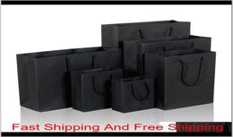 Wrap 10 Size Black Paper Bag With Handle Wedding Birthday Party Gift Christmas Year S8154721