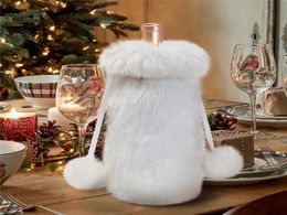 New Christmas Plush Wine Bottle Bags Snowflake Wine Bottle Cover Christmas Gift Bag Home Decoration5998560