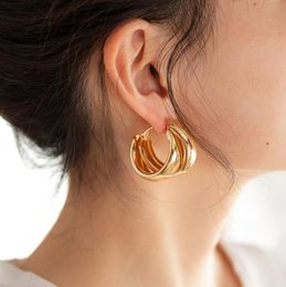 Hoop Huggie Personality 45 MM Big Gold Hoops Earrings Minimalist Thick Round Circle For Women Golden Trendy Party Gift Hiphop Ro7555087