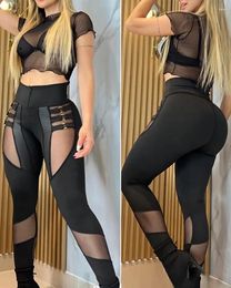 Women's Pants Fashion Sexy Womens Trousers Black Patchwork For Women Clothing