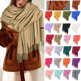 Scarves Women Pashmina Scarf Soft Solid Plain Shawl Wrap Fashion Warm Neck Tassels Long Lady Shawls Hijabs Wraps