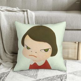 Pillow Yoshitomo Nara Girl Painting Japanese Style Art Polyester Cover For Livingroom Decorative Kawaii Cojines Decorativos