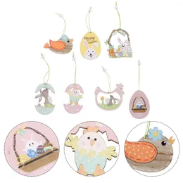 Decorative Figurines 14 Pcs Easter Ornaments Bird Painted Cutouts Chicken Miniature Gifts Egg Sign Pendant Holiday Party Crafts