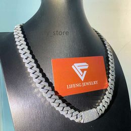 Hip-Hop Iced Out Moissanite Cuban Link Chain White Gold Plated 15mm Diamond Fashion Jewelry Necklace
