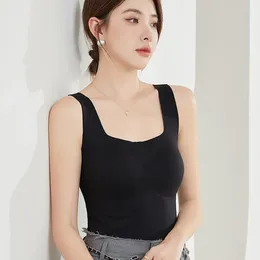 Women's Tanks Silk Tops Women & Camis Vest Inner Outer Wearing Mulberry Bra With Integrated ChestPad Top Mujer Ropa De TGS194
