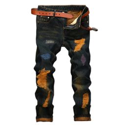 Mens Straight Jeans Denim Dasual High-end Cotton Design Fashion Pants European and American Style Hole Hip Hop Party Plus Size 240422