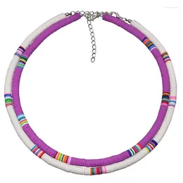 Choker Bohemian Colorful Clay Necklace For Women Girls Polymer Beads Neck Collar Necklaces Ethnic Style Beach Jewelry