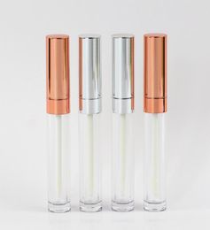 Round Rose Gold Silver 65ml Empty Lip Gloss Tubes Container Whole Private Label Lipgloss Tube Packaging Plastic Cosmetic Lips2532985