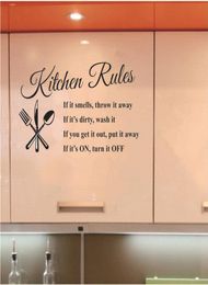 Kitchen Rules Wall Sticker Decoration Letters Removable PVC Wall Glass Decals DIY Kitchen Home Decor 30CM X 58CM3857313