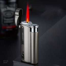 Windproof Red Flame Torch Lighter Transparent Visible Without Gas Tank Metal Lighter