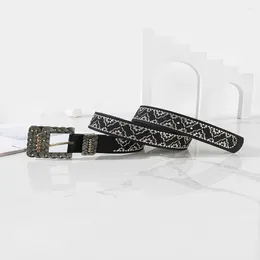 Belts Fashion Embroidery National Style Belt Retro Rhinestone Two-piece Lace Decorative For Women Waist