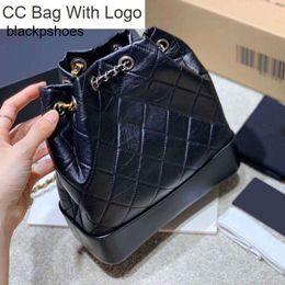 Chanellly CChanel Chanelllies Other France Bag cc Bags 2022Ss Vintage bag Womens CC Classic Drawstring Black Backpack Quilted Aged GoldSilver Metall Hardware Mate
