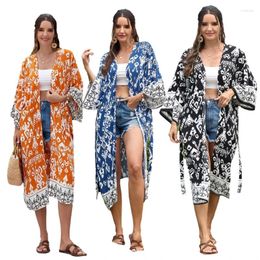 Women Swimsuit Cardigan Coverups Ponchos Swim Shirt Sexy Long Length Sleeve Beachwears Cover Top Swimwears