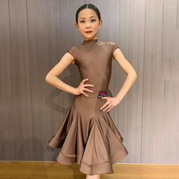 Stage Wear 2024 Latin Dance Dress For Girls Sleeveless Tops Fishbone Skirt Suit Chacha Rumba Kids Competition Clothing DN17483