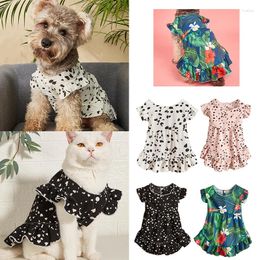 Dog Apparel Floral Skirt Hawaii Beach Dress For Small Pet Clothes Princess Spring Summer Flower Lovely Pattern Sleeveless Coat