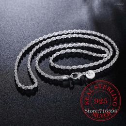 Pendants Real 925 Sterling Silver Men's Fine Jewellery 3mm Twisted Rope Chain Necklace For Women 16-30inch Charm Necklaces Collar