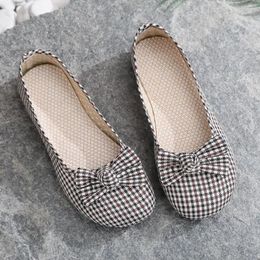 Casual Shoes Ladies Flat With Bow Slip On Women Footwear Offer Daily Routine Light 2024 Shoe High Quality Trends Sale