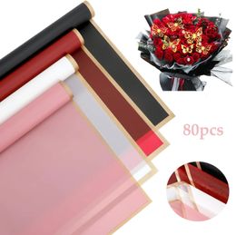 80 Sheets Flower Wrapping Paper Waterproof Floral Bouquet Wrapping Paper for Wedding Birthday Gift DIY 240423