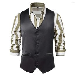 Men's Tank Tops Vest Mens Waistcoat Retro Single Breasted Sleeveless Smart Solid Color Suit V Neck Vintage Comfort