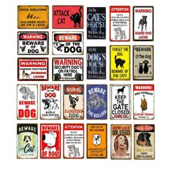 Warning Danger Metal Painting Signs Beware Of The Dog Cat Poster Vintage Wall Plaque Pub Bar House Painting Man Cave Decor Iron Ar5876382