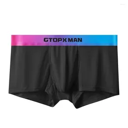 Underpants Summer Ice Silk Breathable Boxer Shorts Men U Pouch Panties Underwear Briefs Ultra Thin Soft Comfortable Trunks