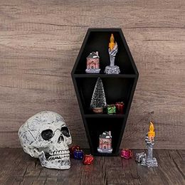 Decorative Objects Figurines Wall Decor Coffin Shelf Spooky Gothic Home Decor Black Floating Wooden Shelf Wall or Table Top Witchy Room Decor Shelf Decor T240505