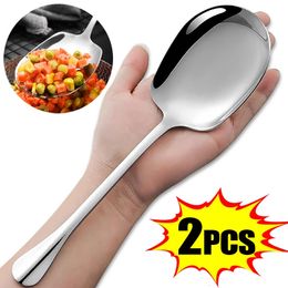 Large Stainless Steel Spoon Thicken Long Handle Soup Spoons Round Scoops for Pot Colander Cooking Utensils Kitchen Tableware 240422