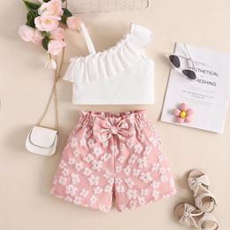 Clothing Sets CitgeeSummer Kids Baby Girls Outfits Irregular Ruffles Camisole And Elastic Floral Embroidery Shorts Set Cute Clothes